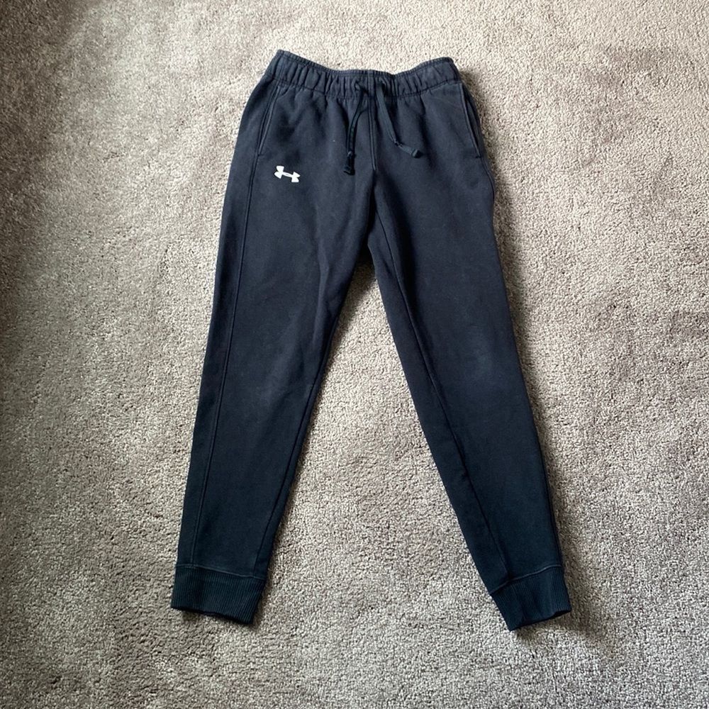 Under Armour Black Jogger Sweatpants Tapered Athletic Loose Fit SIZE YM